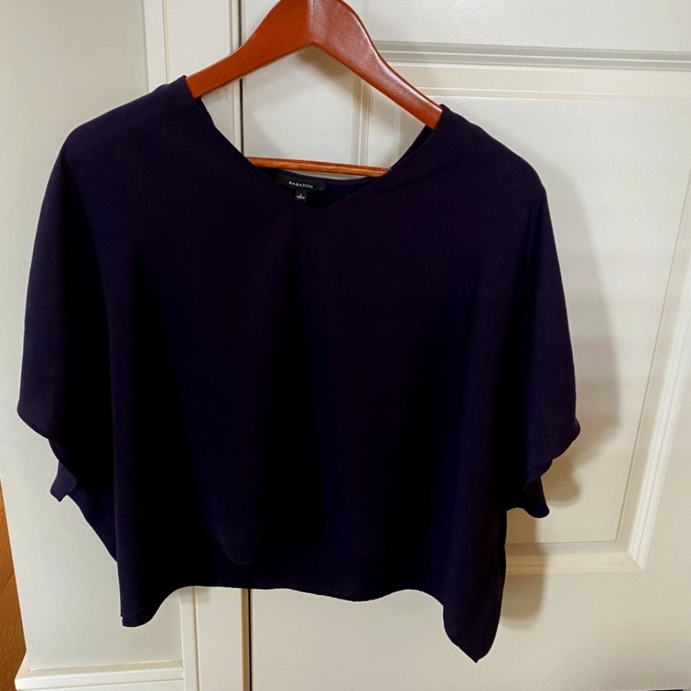 Babaton Aritzia Andy Blouse Crop Indigo - size small